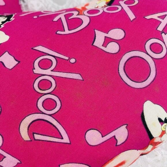 Vintage 1980s Betty Boop 15" Heart Pillow Pink Lace Handmade Doop Music Notes - Picture 13 of 14